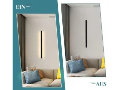 NETTLIFE - Pack de 2 apliques de pared LED modernos para interiores, 60 cm, 21 W, para pasillo, arriba y abajo, color negro