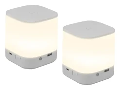 NETTLIFE - Pack de 2 lámparas de mesa LED con 3 temperaturas de color, lámpara de noche, batería de 3600 mAh, carga USB