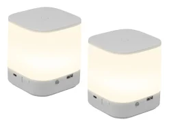 NETTLIFE - Pack de 2 lámparas de mesa LED con 3 temperaturas de color, lámpara de noche, batería de 3600 mAh, carga USB
