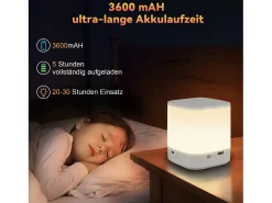 NETTLIFE - Pack de 2 lámparas de mesa LED con 3 temperaturas de color, lámpara de noche, batería de 3600 mAh, carga USB