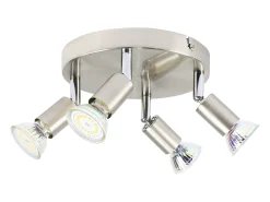 Nettlife 4 puntos LED orientables a 350° GU10 en metal cobre, lámpara moderna para sala, dormitorio, cocina, comedor, pasillo máximo 4x25W