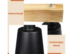 NETTLIFE - Suspensión con 5 bombillas E27 negra, diámetro de 102 cm, moderna, de metal y madera, lámpara para comedor/dormitorio/cocina/vestíbulo.