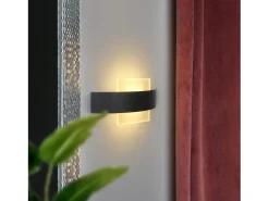 NETTLIFE. Aplicación LED mural para interiores, salón, pasillo, 23,5 cm, dormitorio, lámpara de cabecera en acrílico, blanco cálido 3000K, 7W.
