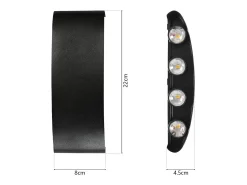 NETTLIFE Aplicación LED mural para interiores: lote de 2 aplicaciones exteriores murales negras de arriba hacia abajo, 7 W, IP65