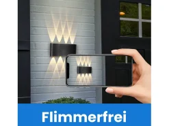 NETTLIFE Aplicación LED mural para interiores: lote de 2 aplicaciones exteriores murales negras de arriba hacia abajo, 7 W, IP65