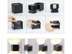NETTLIFE Aplicación LED para Muro Externa Negra, Up Down, IP65, 3000K, para Escalera
