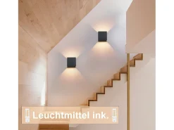 NETTLIFE Aplicación LED para Muro Externa Negra, Up Down, IP65, 3000K, para Escalera
