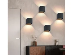 NETTLIFE Aplicación LED para Muro Externa Negra, Up Down, IP65, 3000K, para Escalera