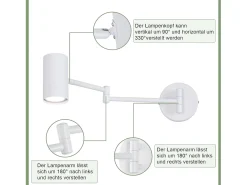 NETTLIFE Aplicación mural interior GU10 - lámpara de pared para dormitorio, moderno spotlight blanco sin bombilla.