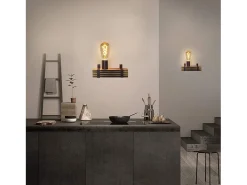 NETTLIFE, aplicador mural vintage E27, aplicador retró en madera de 23 cm, spotlight mural con diseño industrial, con toma de hasta 40 vatios para pasillo, salón.