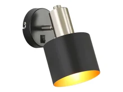 NETTLIFE Aplique de pared para interior, estilo vintage, color negro, giratorio 330°, E27, pequeño, de metal