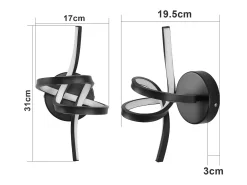 NETTLIFE Aplique de pared LED negro para interior, 7 W, blanco cálido, 3000 K, para escalera moderna, aluminio
