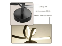 NETTLIFE Aplique de pared LED negro para interior, 7 W, blanco cálido, 3000 K, para escalera moderna, aluminio