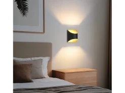 NETTLIFE Aplique de pared negro dorado - Lámparas de pared modernas de arriba a abajo Escalera Habitación infantil