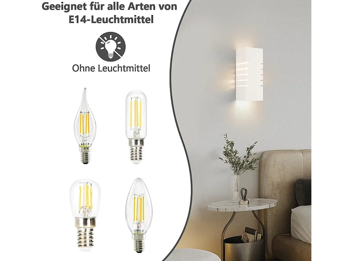 NETTLIFE Aplique de pared interior blanco E14 Up Down Lámpara de yeso moderna para pasillo y escalera
