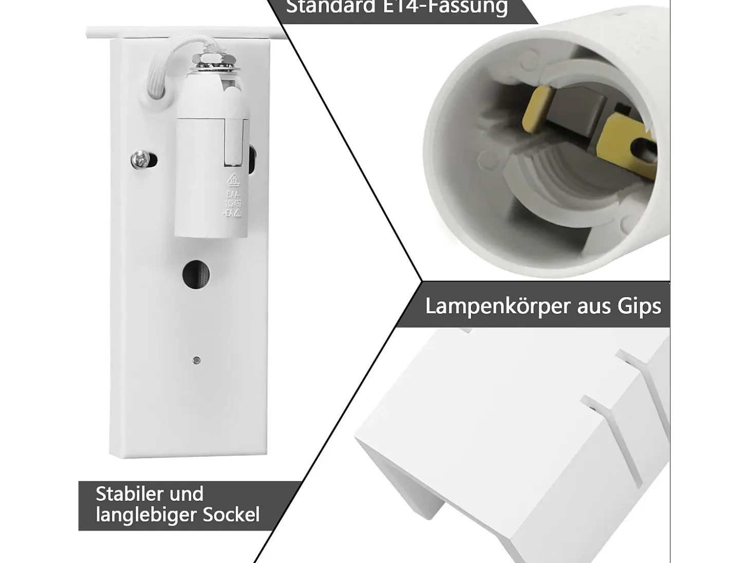 NETTLIFE Aplique de pared interior blanco E14 Up Down Lámpara de yeso moderna para pasillo y escalera
