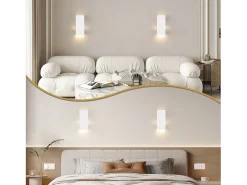 NETTLIFE Aplique de pared interior blanco E14 Up Down Lámpara de yeso moderna para pasillo y escalera