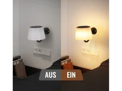 NETTLIFE Aplique de pared para interiores a batería con interruptor: Apliques de pared LED regulables, negros, inalámbricos, modernos