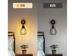 NETTLIFE Aplique de pared con interruptor lámpara de pared vintage: iluminación de pared de madera negra E27 industrial