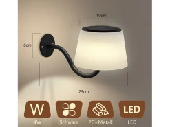 NETTLIFE Aplique de pared para interiores a pilas: 2 luces LED regulables con interruptor, focos de pared inalámbricos negros modernos