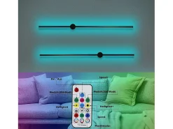 NETTLIFE Aplique Led de interior: soporte de luz 100CM RGB Lámpara de pasillo musical negra