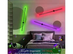 NETTLIFE Aplique Led de interior: soporte de luz 100CM RGB Lámpara de pasillo musical negra