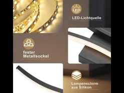 NETTLIFE Aplique LED de pared para interiores - Lámpara de pasillo de 14 W y 100 cm, color negro, diseño moderno de ondas, 3000 K