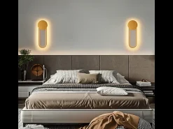 NETTLIFE Aplique LED de pared para interiores - 12 W, 41 cm, lámpara de escalera dorada, lámpara de pasillo, diseño moderno, blanco cálido 3000 K