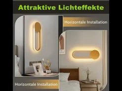 NETTLIFE Aplique LED de pared para interiores - 12 W, 41 cm, lámpara de escalera dorada, lámpara de pasillo, diseño moderno, blanco cálido 3000 K