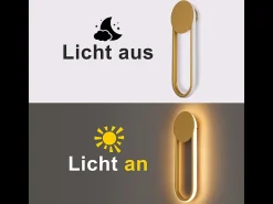 NETTLIFE Aplique LED de pared para interiores - 12 W, 41 cm, lámpara de escalera dorada, lámpara de pasillo, diseño moderno, blanco cálido 3000 K