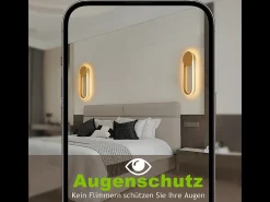 NETTLIFE Aplique LED de pared para interiores - 12 W, 41 cm, lámpara de escalera dorada, lámpara de pasillo, diseño moderno, blanco cálido 3000 K