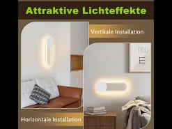 NETTLIFE Aplique LED de pared para interiores - 12 W, 41 cm, lámpara de escalera, lámpara de pasillo, diseño moderno, blanco, 3000 K