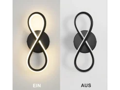 NETTLIFE Aplique LED de pared negro de 7 W, diseño curvo, blanco cálido de 3000 K para escaleras interiores