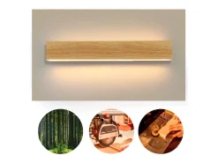 NETTLIFE Aplique LED de Pared Interior: Lámpara de de Madera Moderna de 52 CM Diseño Arriba y Abajo Lámpara de Escalera de 17 W 3000 K Blanco Cálido