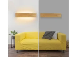 NETTLIFE Aplique LED de Pared Interior: Lámpara de de Madera Moderna de 52 CM Diseño Arriba y Abajo Lámpara de Escalera de 17 W 3000 K Blanco Cálido