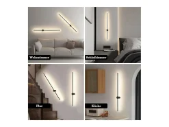 NETTLIFE Aplique LED para Interiores - 100 CM Negro 8 W Lámpara Giratoria Minimalista para Sala de Estar Lámpara de Noche Blanco cálido 3000 K