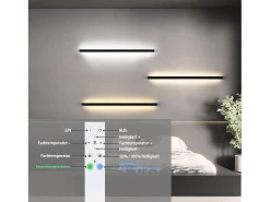 NETTLIFE Aplique LED para Interior Negro Regulable 100 cm Moderno 15 W Lámpara de Pasillo Iluminación de Pared