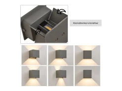 NETTLIFE Aplique LED 5W - Lámpara de Pared Exterior/Interior Gris, Regulable Doble Haz Impermeable IP65 230V 3000K