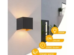 NETTLIFE Aplique LED 3W, 4 piezas - G9 Aplique Exterior/Interior Negro y Dorado, impermeable doble haz orientable IP65 230V 3000K