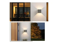 NETTLIFE Aplique LED 5W,2 piezas - Lámpara de Pared Exterior/Interior Gris, Regulable Doble Haz Impermeable IP65 230V 3000K