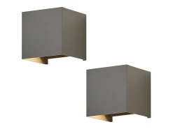 NETTLIFE Aplique LED 5W,2 piezas - Lámpara de Pared Exterior/Interior Gris, Regulable Doble Haz Impermeable IP65 230V 3000K