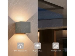 NETTLIFE Aplique LED 5W,2 piezas - Lámpara de Pared Exterior/Interior Gris, Regulable Doble Haz Impermeable IP65 230V 3000K