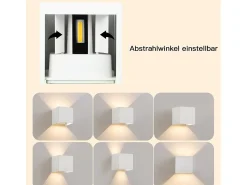 NETTLIFE Aplique LED 5W,2 piezas - Aplique Blanco Exterior/Interior, Doble Haz Regulable Impermeable IP65 230V 3000K