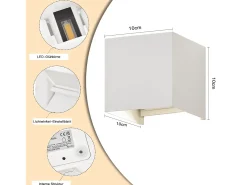 NETTLIFE Aplique LED 5W,4 piezas - Aplique Blanco Exterior/Interior, Doble Haz Regulable Impermeable IP65 230V 3000K