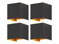 NETTLIFE Aplique mural exterior LED, aplique interior, lote de 4, negro - oro, 5W, IP65, orientable, 3000K.