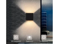 NETTLIFE Aplique mural exterior LED, aplique interior, lote de 4, negro - oro, 5W, IP65, orientable, 3000K.