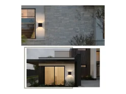 NETTLIFE Aplique mural exterior LED, aplique interior, lote de 4, negro - oro, 5W, IP65, orientable, 3000K.