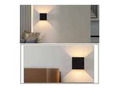 NETTLIFE Aplique mural exterior LED, aplique interior, lote de 4, negro - oro, 5W, IP65, orientable, 3000K.