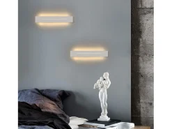 NETTLIFE Aplique mural LED interior de 30 cm, aplique moderno blanco cálido de 8 W para iluminación mural.