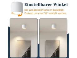 NETTLIFE Ceiling Spot LED Blanco : Plafón redondo de superficie, alum. 230V, bombilla GX53 5W 3000K, para dormitorio, pasillo